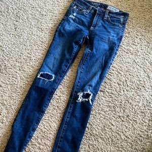 AG ADRIANO GOLDSCHMIED super skinny distressed ankle jeans 23 LIKE NEW